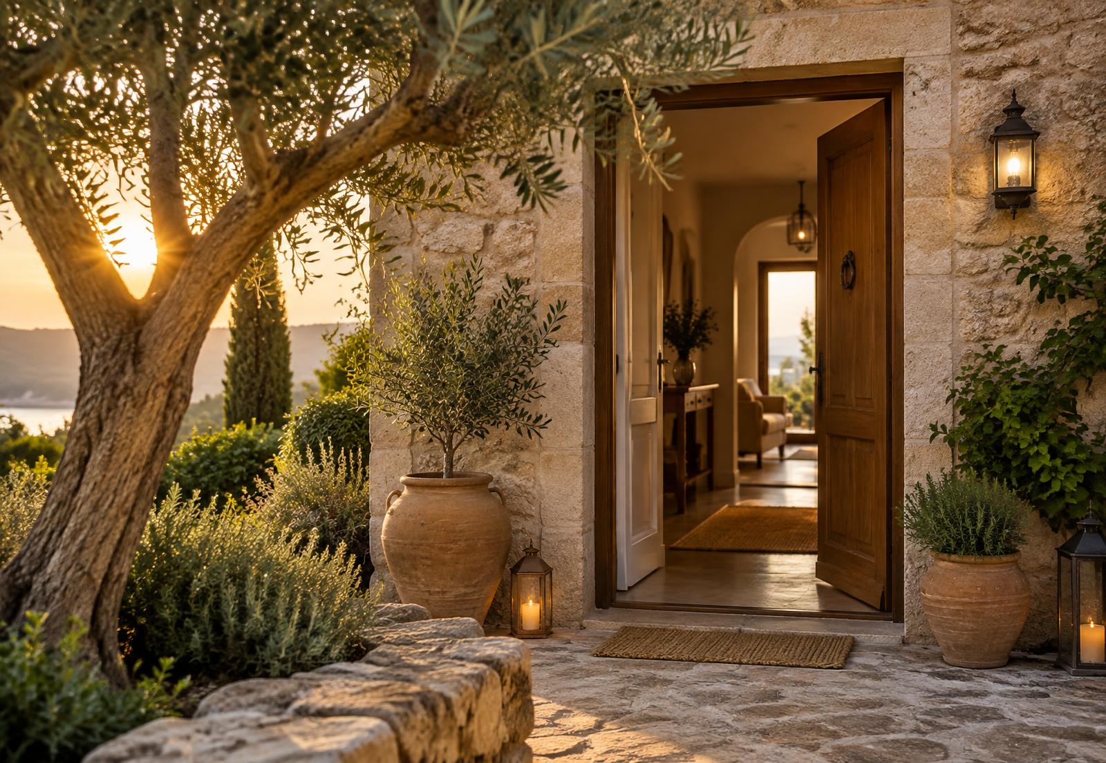 A welcoming family home opening its doors at golden hour
